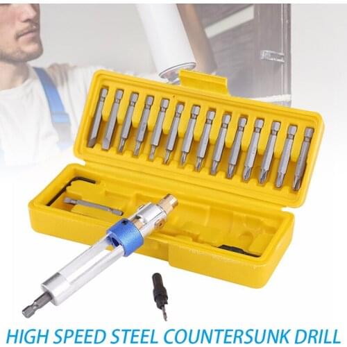 High Speed Steel Screwdriver Bits 20Pcs Countersunk Drill Bit Set Flip Drive and Box Tools Kit BS