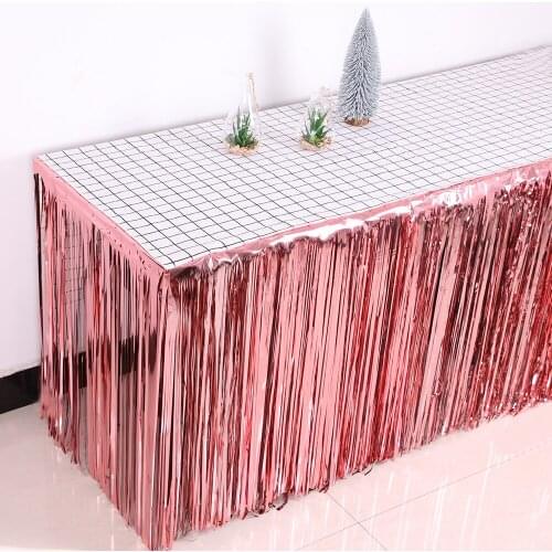 Table Skirt Raindrop Fringed Christmas birthday party table decoration Halloween black supplies 275CM*75CM DIY background wall