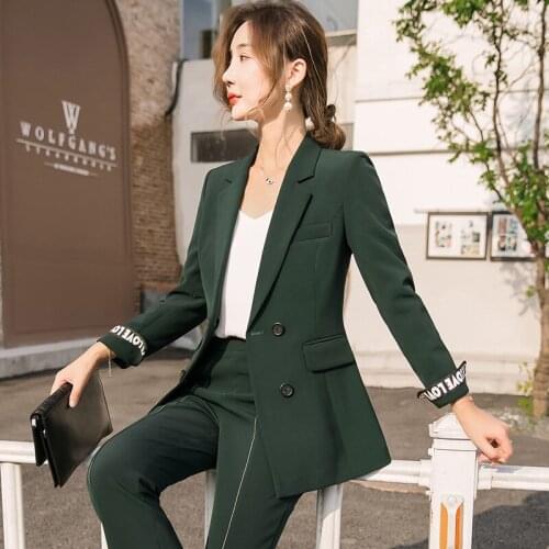 Womens suits 2019 autumn and winter new fashion temperament Slim professional wear casual trousers womens two-piece suit