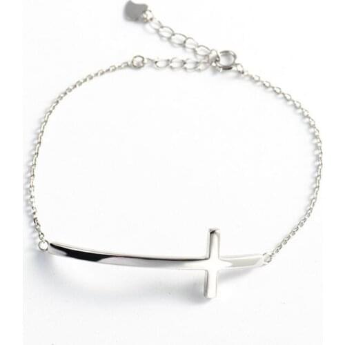 Korean style S925 sterling silver cross for womens bracelet Christmas Gift jewelry