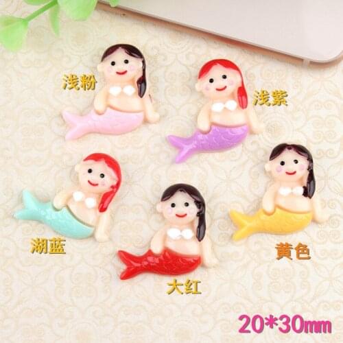 10pcs 20*30mm Resin Mermaid charms flatback cabochon mobile phone shell beauty new children hairpin manual DIY hair accessories