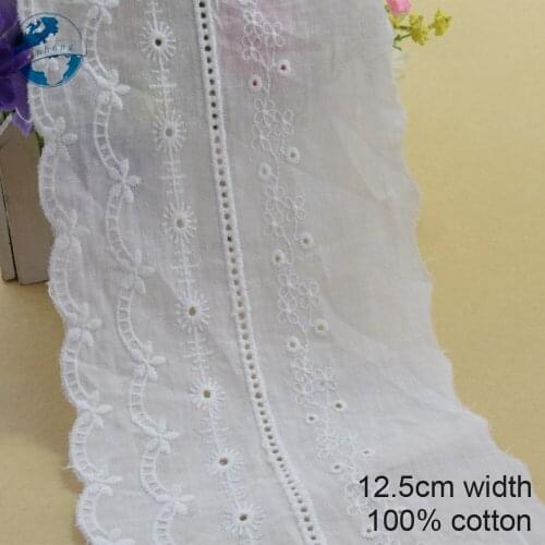 10yards 12.5cm wide 100% Cotton embroid lace sewing ribbon guipure trim wedding decoration DIY colthes Accessories lace#4014