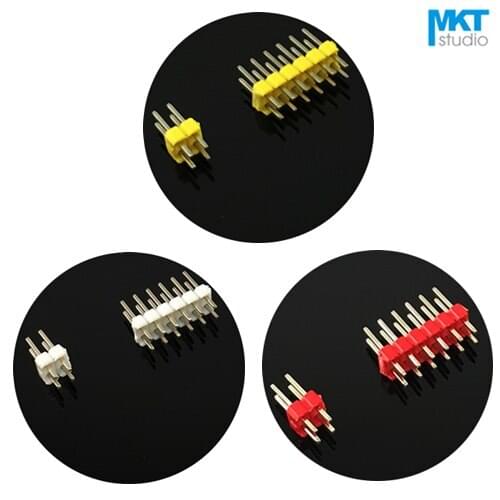 100Pcs 5 Color 2.54mm Pitch Double Row PTH Male Pin Header Strip For Arduino 2x11P 2x12P 2x13P 2x14P 2x15P