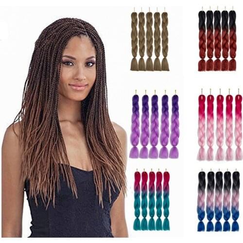 24Inch Synthetic Braiding Hair Extensions Ombre Kanekalon Fiber Crochet Twist Braids Hair Jumbo Braids Hair Extension for Women