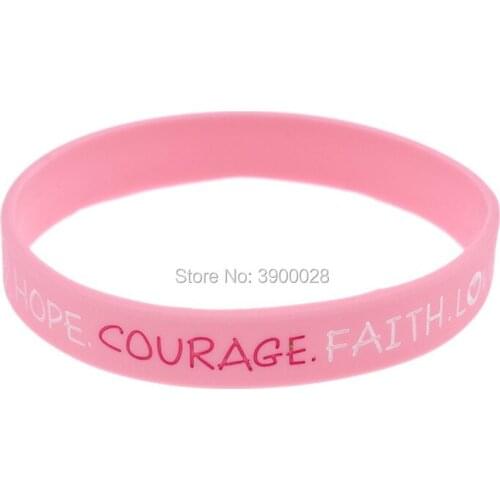 300pcs Breast Cancer silicone wristband Personalized Rubber bracelets Sports Gifts shipping by DHL A