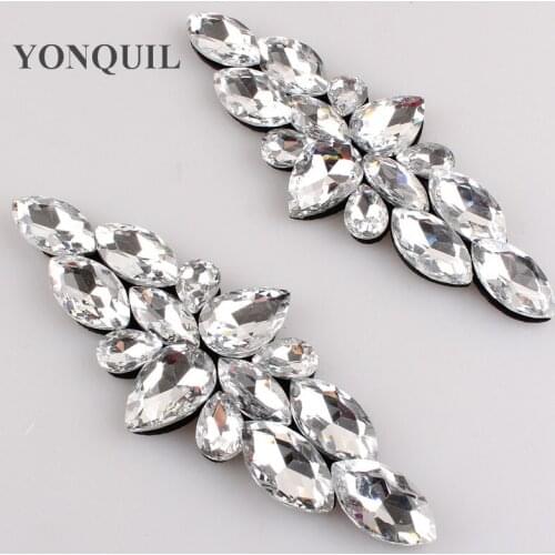 15.5x6 CM Glass Rhinestone Applique Accessory Sew On Crystals Stones for Clothes Wedding decoration art crafts 6PCS/LOT SYBB120