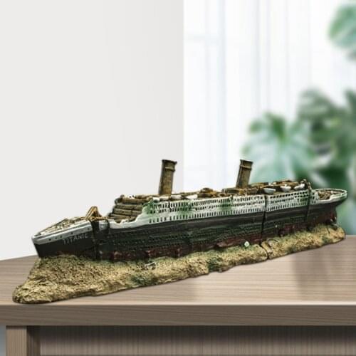 Aquarium Fish Tank Polyresin Titanic Boat Ship Wreck Ornament Fish Tank Aquarium Underwater Decor Decorations 38x6x9cm
