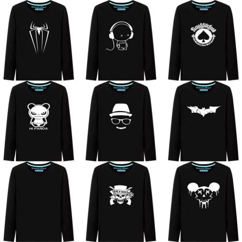 Kids T-Shirts Spring Autumn Toddler Baby Boys Girls Cute Luminous Printed Fashion Long Sleeve T Shirts Cotton Tops Tees Clothes