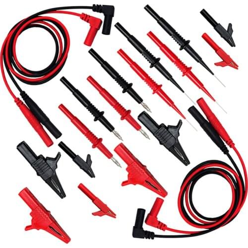 Aidetek Two Automotive Test Lead Kit Shielded Alligator Clips and Large Crocodile Clips for Multimeter 2TLP20159