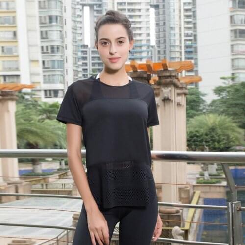 Fitness Breathable Short Sleeve Sportswear Hollow Out Yoga Top Sports Gym Workout Sports Sexy Yoga Women Quick-Dry Running shirt
