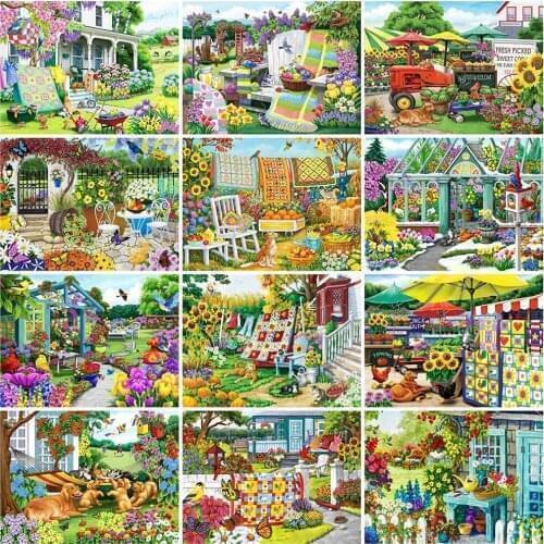 Evershine 5D DIY Diamond Painting Garden Craft Kit Diamond Embroidery House Landscape Rhinestone Picture Home Decor Gift