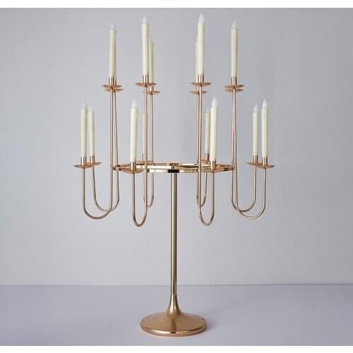IMUWEN 4PCS Metal Candelabra 16Heads Candle Holder Candlestick Wedding Table Centerpiece Pillar Stand Road Lead Party Decor