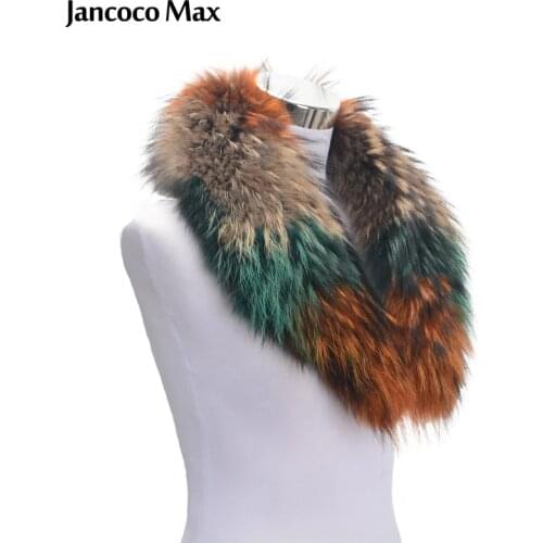 Jancoco Max 2019 Real Raccoon Fur Collar Trim Women Men Jacket Fashion Warm Winter Scarf Lining 80cm Parka Hood S1617
