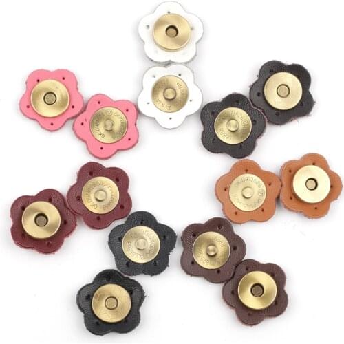 Genuine Leather Bag Buttons Plum Bag Wallet Magnetic Buckle Snap Buttons for Handmade DIY Patchwork Lock Accessories