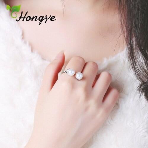 Hongye Original Design Adjustable Freshwater Pearl Ring for Girl Antique 925 Sterling Silver Fashion Jewelry Party Birthday Gift