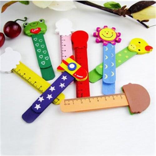 Creative gift cute personality wooden cartoon with scale ruler bookmark double use Straight Ruler Stationery for office supplies