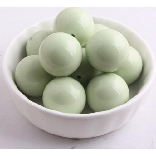 Kwoi vita Grass Green Color Chunky 20MM 100pcs A lot Acrylic Solid Gumball Beads for Bubble Chunky Little Girl Jewelry