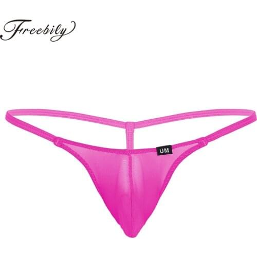 Hot Sexy Men Thong Briefs Underwear Thong Mesh See Through Sheer Panties T-Back G-String Thongs Bikini Briefs Male Underpants