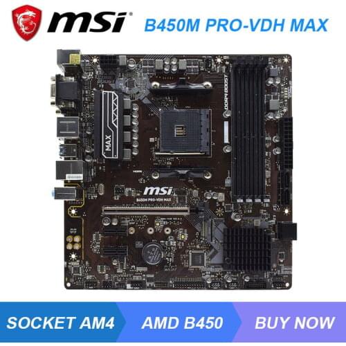 B450M PRO-VDH Max For MSI AMD B450 AM4 Motherboard ddr4 with dual channel used gaming pc motherboard M.2 64GB PCI-E X16 3.0 slot