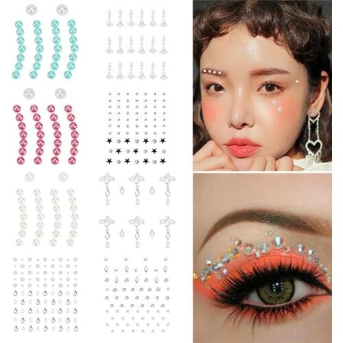 Fashion Women Tattoo Diamond Makeup Eyeliner Eyeshadow Face Sticker Jewel Eyes Makeup Crystal Eyes Sticker