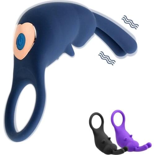 Male Delay Ejaculation Penis Ring Sex Toy for Men Couple Vibrating Cock Rings 10 Speeds Clitoris Stimulation Massager Vibrator