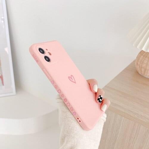 Soft Candy Love Heart Phone Case For iPhone 11 12 Pro Max XS Max X XR 6 6S 7 8 Plus Mini SE 2020 Silicone Bumper Back Cover Capa