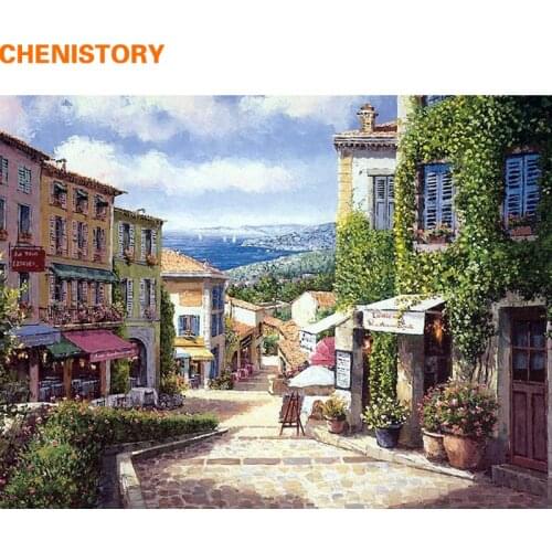 CHENISTORY Beautiful Building Landscape DIY Painting By Numbers Modern Wall Art Canvas Painting Unique Gift For Home Decoration