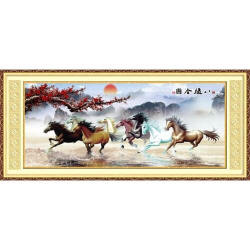 Eight Horses Needlework,DIY living room Printed Cross stitch,Sets For Embroidery kit Full embroidery Cross-Stitching Silk Thread