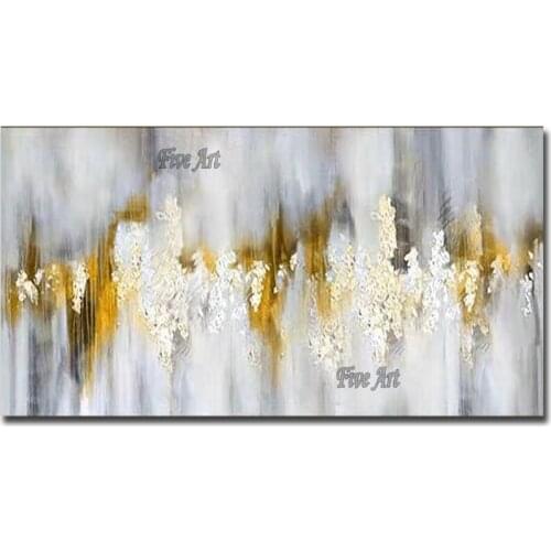 Real Hand-painted Golden Acrylic Texture Oil Painting Gray Design Handmade Canvas Wall Decoration Art For Living Room Hanging