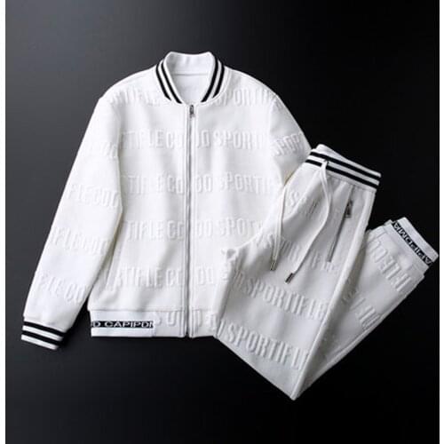 Autumn white sports suit mens baseball collar jacket Korean version of the trend of all-match casual handsome running mens jac