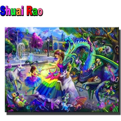 Princess Dinosaurs,3d Crystal Diamond 5d diy diamond painting Puzzle embroidery full square round diamond mosaic Cartoon Art
