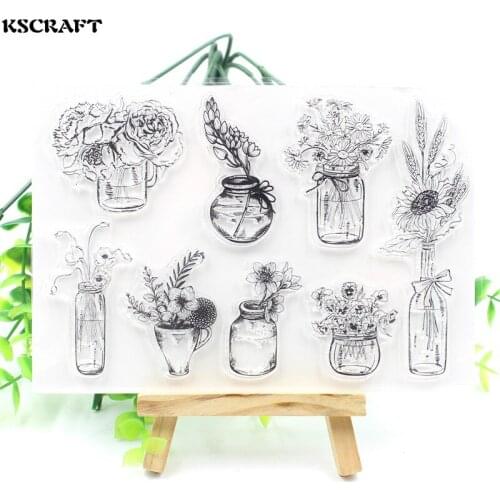 KSCRAFT Flower Pot Transparent Clear Silicone Stamps for DIY Scrapbooking/Card Making/Kids Fun Decoration Supplies 151