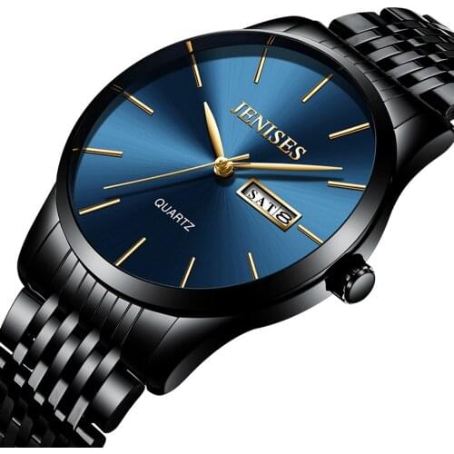 Relogio Masculino Mens Watch JENISES 2020 Fashion Luxury Classic Business Quartz Watch Steel Hodinky Male Clock Black Watch Man