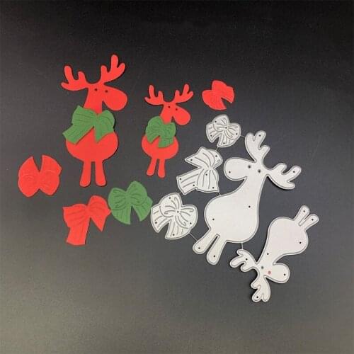 Christmas Elk Metal Cutting Dies Stencil DIY Scrapbooking Album Paper Card Template Mold Embossing Craft Decoration
