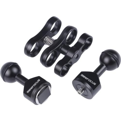 MINIFOCUS 1'' Ball clamp Kit with Hot Shoe and 1/4 Screw Housing Mount For Underwater Camera Arm Tray System Diving Photography