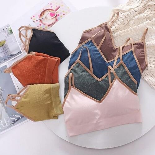 Patchwork Sport Bra Top Underwear Women Seamless V Neck Tube Tops Cottton Bra Vest Women Wireless Removable Breast Pad Workout