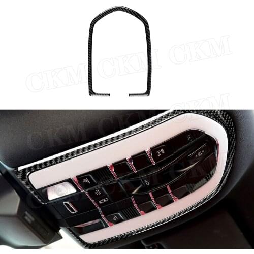 Carbon Fiber Car Interior Roof Reading Light Lamp Trim Frame Cover Sticker for Porsche Macan 2015-2018