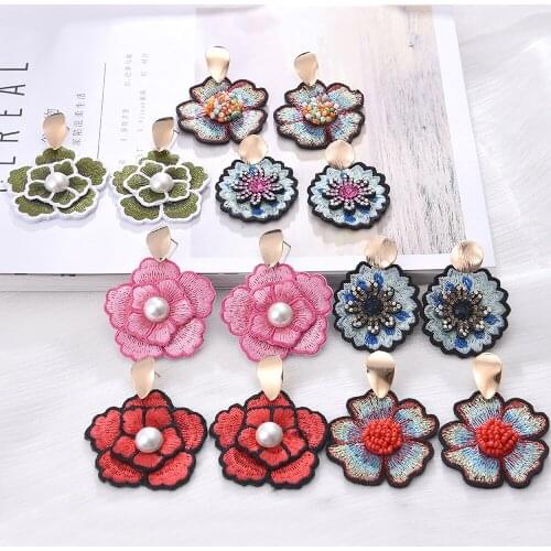Ztech Bohemia Cloth Flower Shape Mix Color Beads Fashion Jewelry For Women Girls Vintage Wedding Accessories Brincos Wholesale