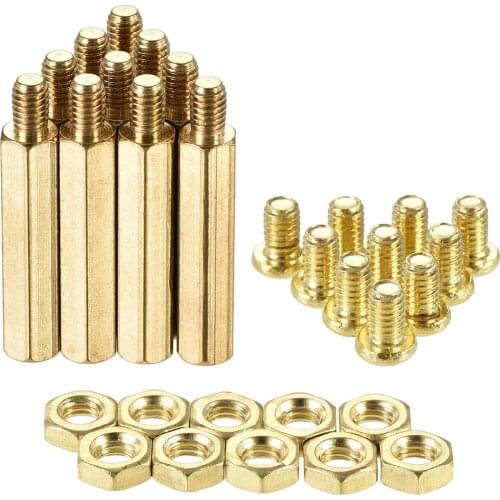 Uxcell M4 Hex Brass Standoff Spacer 18mm+6mm Male-Female Pillar Screw Nut Kit 20 Sets
