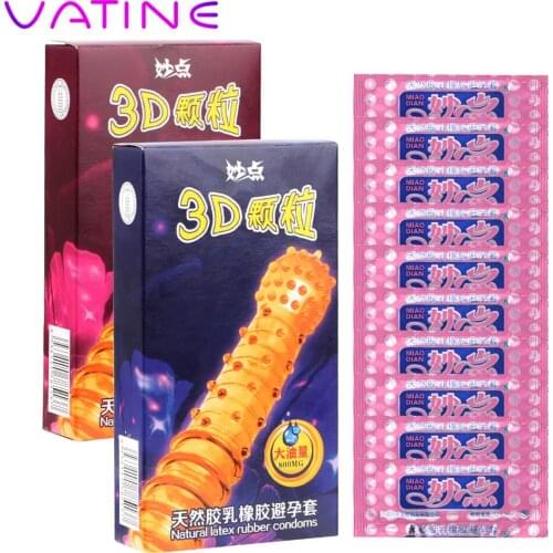 VATINE 10Pcs/Box 3D Big Particles Spike Dotted Latex Condom G Spot Ejaculation Delayed Much Oil Condom Sex Products