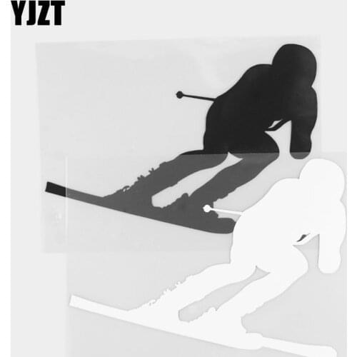 YJZT 18.0×13.0CM Skier Pattern Vinyl Decal Car Sticker Personalized Decoration Black/Silver 20A-0329