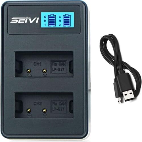 LCD USB Dual Battery Charger For Canon LP-E17, LP-E 17, LPE17, LC-E17, LC-E17E