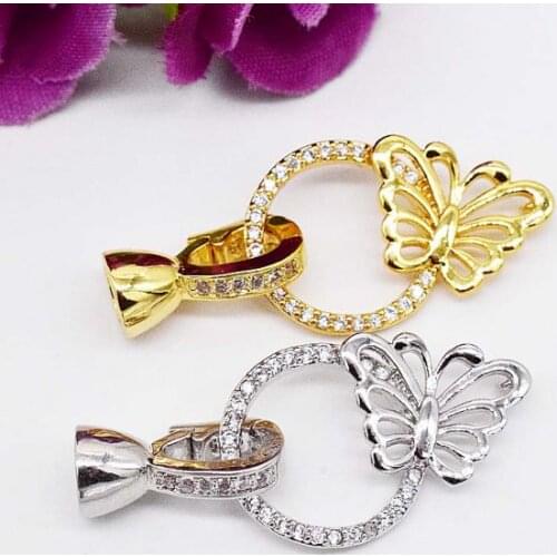 One pcs white yellow butterfly plated Jewelry Clasp one string wholesale hook FPPJ FPPJ