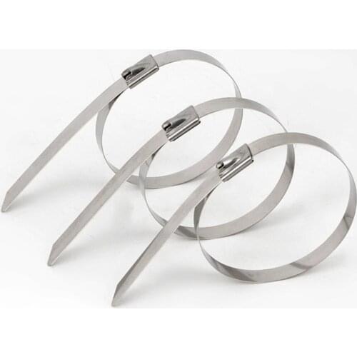 100pcs 4.6x100/150/200/400mm Stainless Steel Cable Ties, Locking Metal Zip-Exhaust Wrap Coated Multi-Purpose Locking Cable Ties