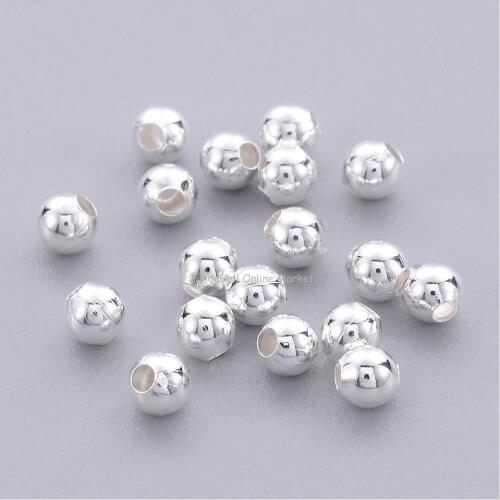 10000pcs 3mm Brass Smooth Round Beads Seamed Bead Spacers Silver Color for Jewelry Making about 3mm in diameter hole: 1mm
