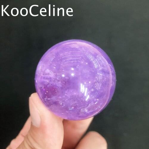 4-4.5cm Natural Crystal Quartz Amethyst Sphere Ball Energy Reiki Stone Room Home Office Aquarium Decoration Accessories Gemstone