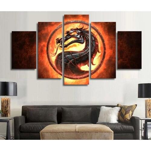 Unframed 5 Sets Fire Dragon Modern Home Wall Decor Painting Canvas Art HD Print Painting Canvas Wall Picture For Home Decor