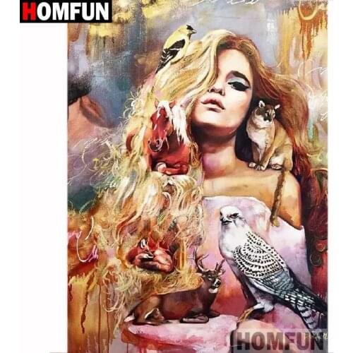 HOMFUN Full Square/Round Drill 5D DIY Diamond Painting "Beauty deer horse" 3D Diamond Embroidery Cross Stitch Home Decor A19477