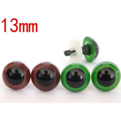 13mm Safety Round Eyes Plastic Doll Eyes--brown and green-20pairs