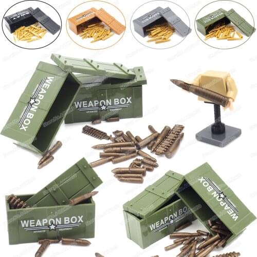 Boxes Soldier Battlefield Weapons Bullets Box Military Building Block Moc WW2 Figures Equipment Model Child Gifts Christmas Toys